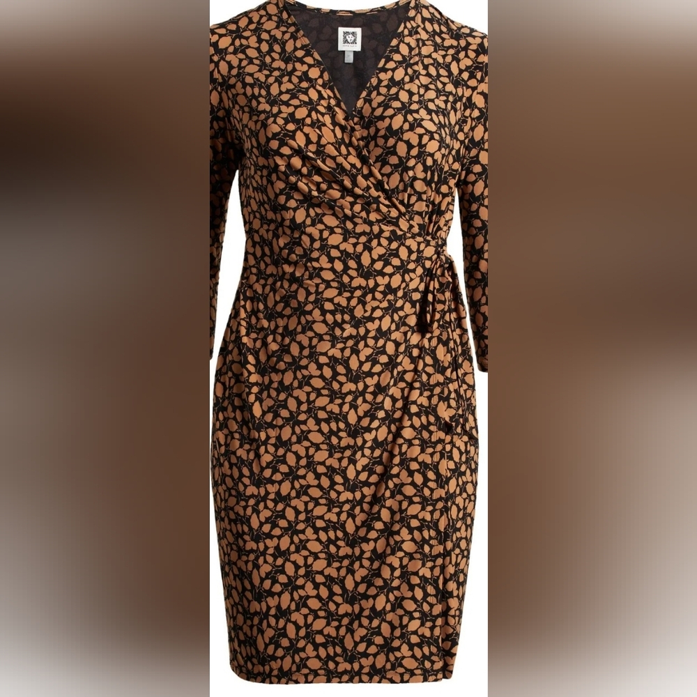 Anne Klein Leaf Print Wrap Dress Size 1x, Stretchy - Picture 2 of 8